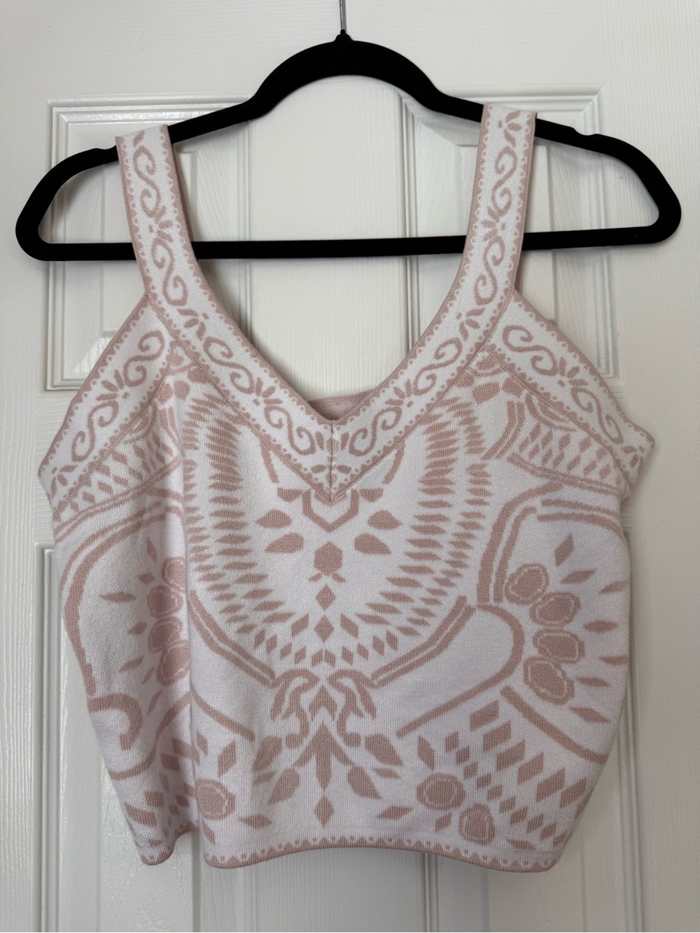 Express White and Blush Paisley Knit Tank
